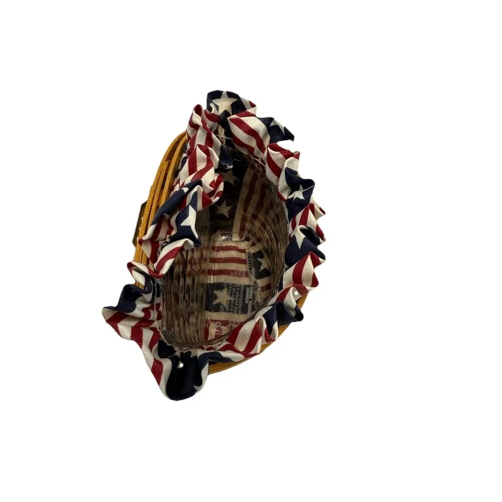 1997 Longaberger Oregano Basket w/Stars & Stripes Liner & Protector 5L 3W 3.5H